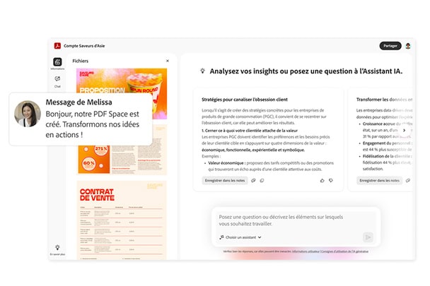 Exemple d’interface de partage de l'outil PDF Spaces