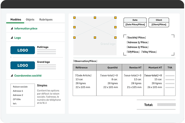 Capture d'écran de l'interface de l'outil de personnalisation de facture